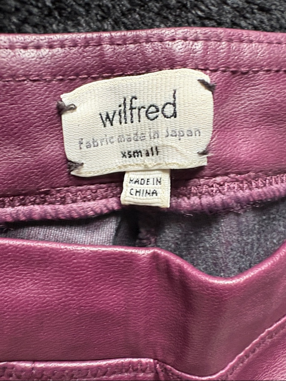 Wilfred Aritzia Faux Leather Burgundy Tights